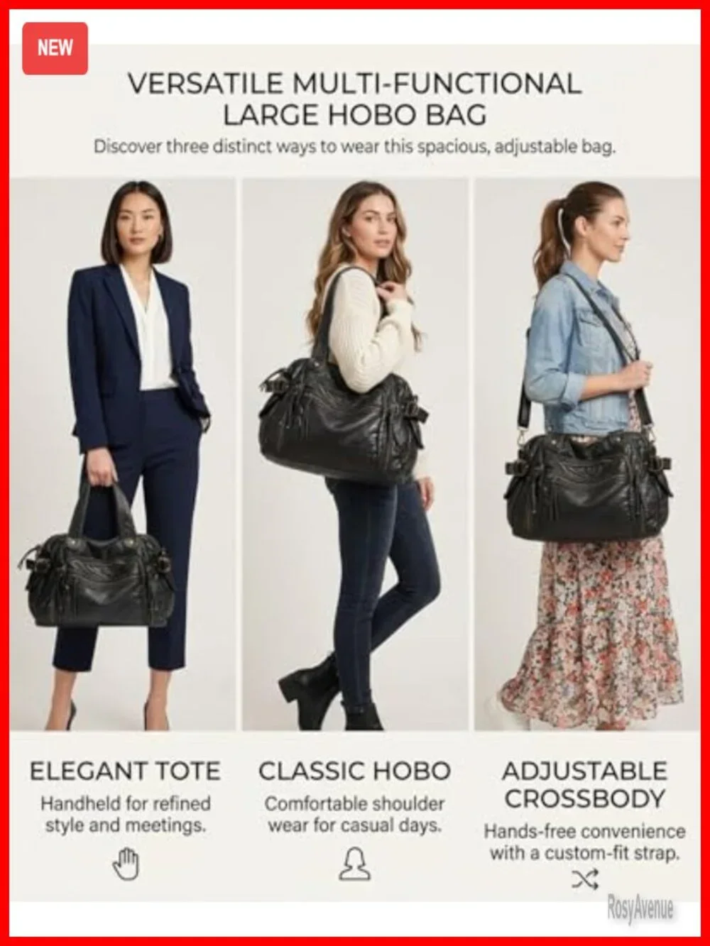 City Bag Hobo Tote for Women Large PU Leather Handbag Shoulder Crossbody Purse